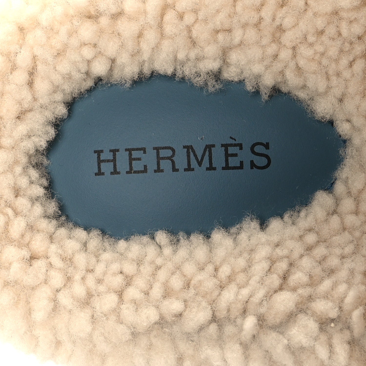 Hermes Suede Goatskin Woolskin Womens Chypre Sandals 39 Bleu Pinede Ecru 6 of 7