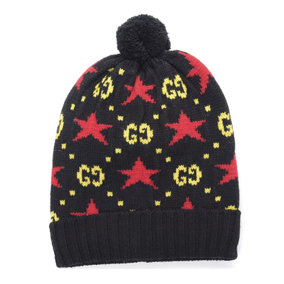 Gucci Wool Alpaca Knit Softy Star Beanie Hat L Blacki Yellow 1 of 5