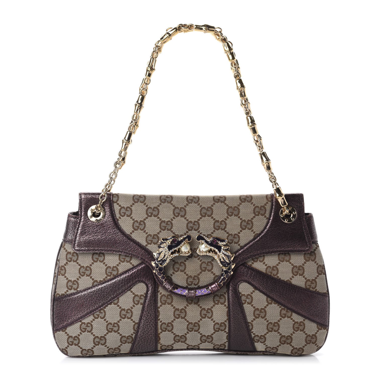Gucci Monogram Tom Ford Jeweled Dragon Bag Purple 1 of 10