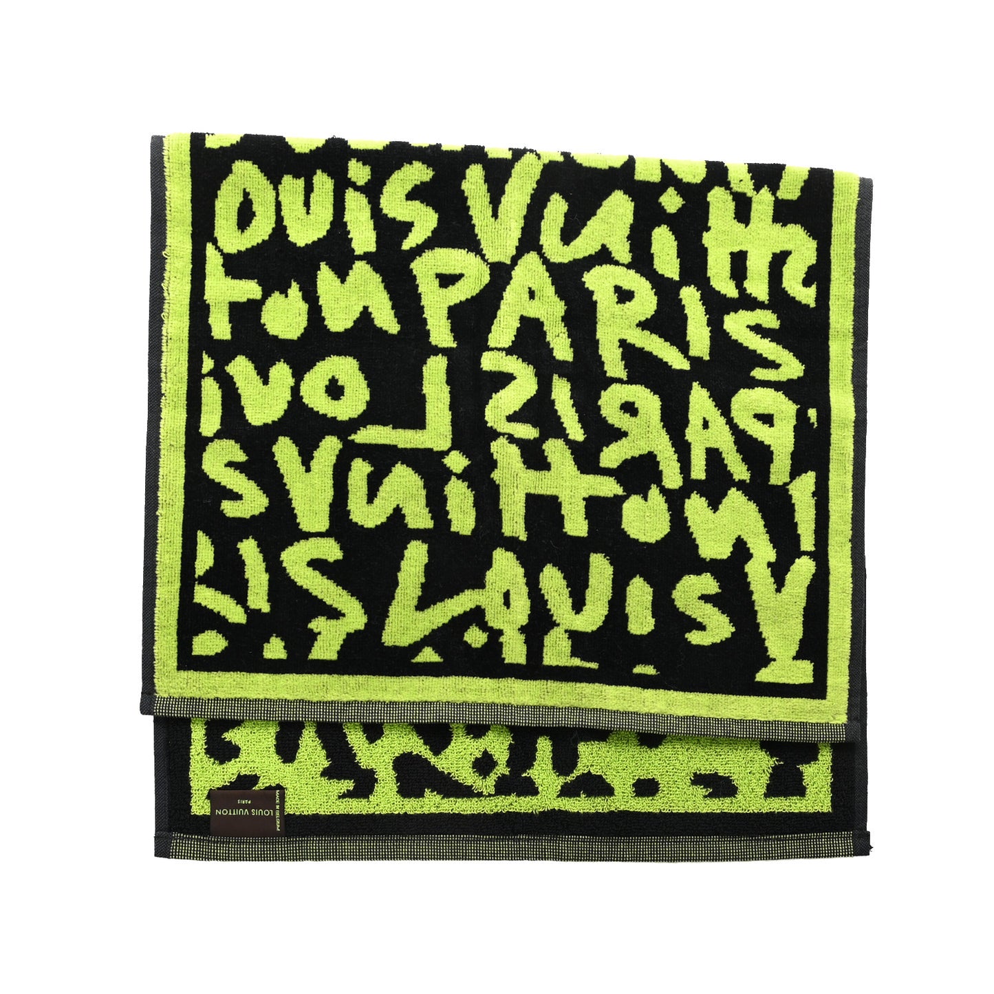 Cotton Monogram Graffiti Beach Towel Green