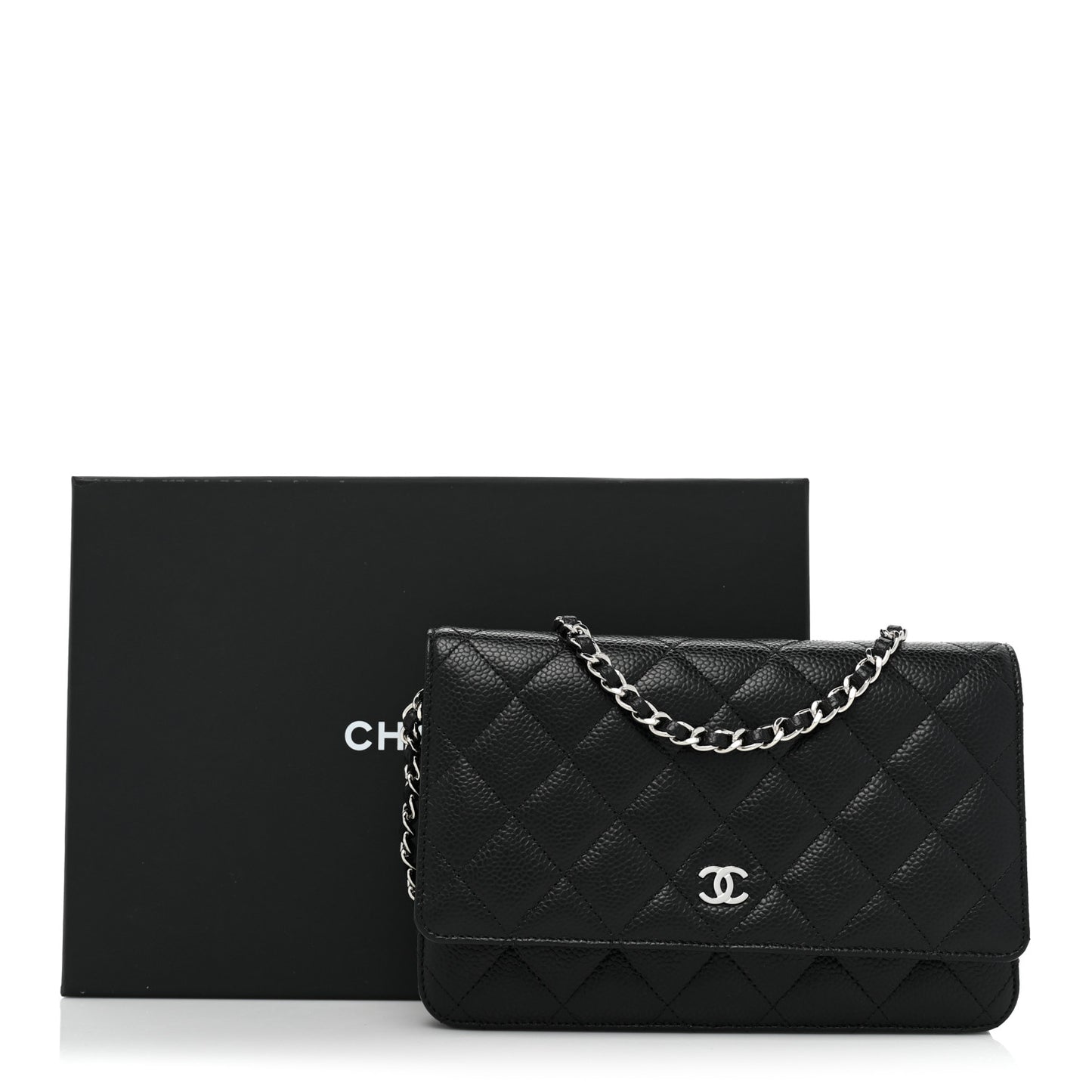 Caviar Quilted Wallet On Chain WOC Black