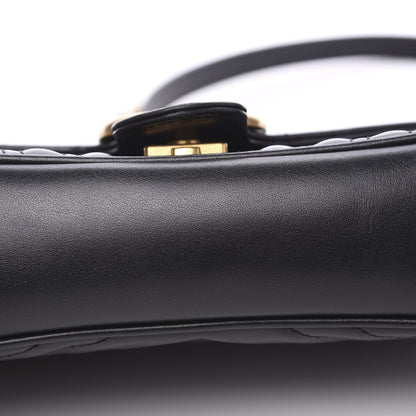 Gucci Calfskin Matelasse Mini GG Marmont Shoulder Bag Black 12 of 14