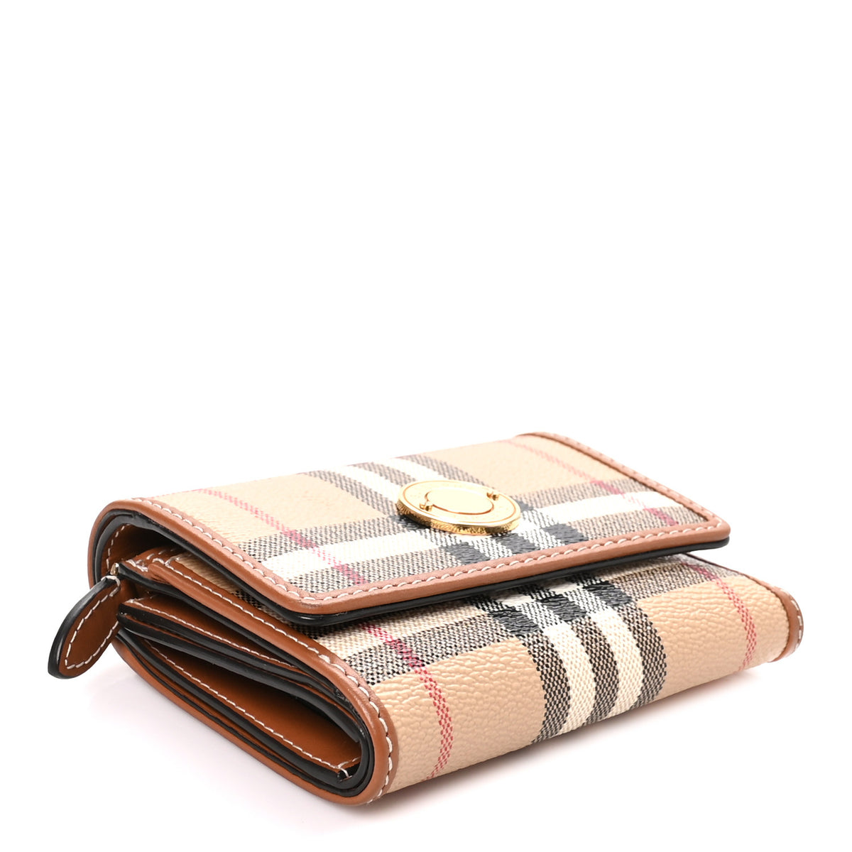 E-Canvas Vintage Check Tri-Fold Wallet Archive Beige