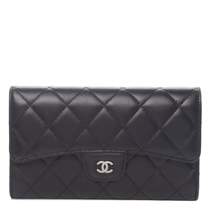 Chanel Lambskin Quilted Large Flap Wallet Black 1 of 12