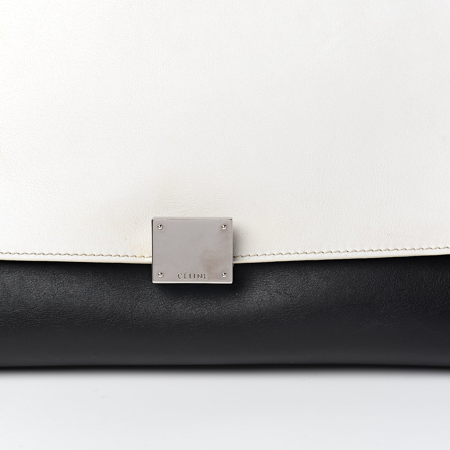Smooth Calfskin Suede Medium Tri-Color Trapeze White
