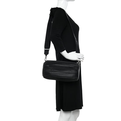 Loewe Lambskin Pleated Bracelet Large Pouch shoulder Bag Black 2 of 12