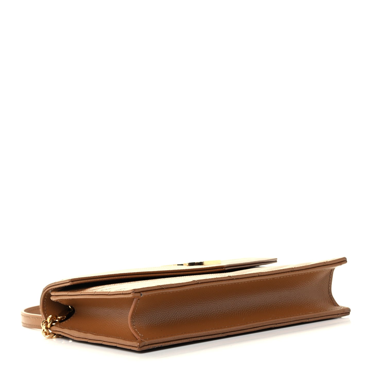Grain De Poudre Matelasse Chevron Monogram Envelope Chain Wallet Natural Dark