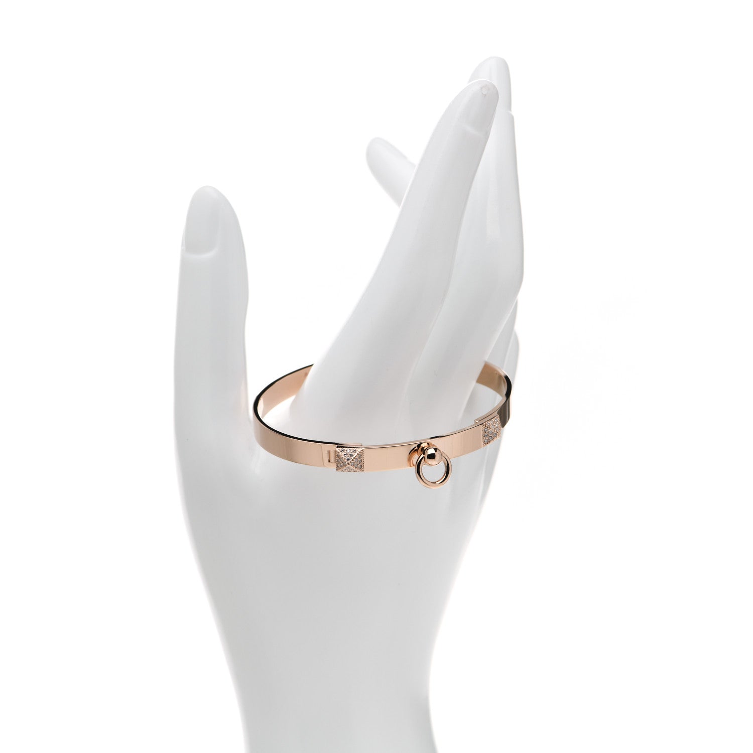 Hermes 18K Rose Gold Diamond PM Collier De Chien Bracelet ST 2 of 5