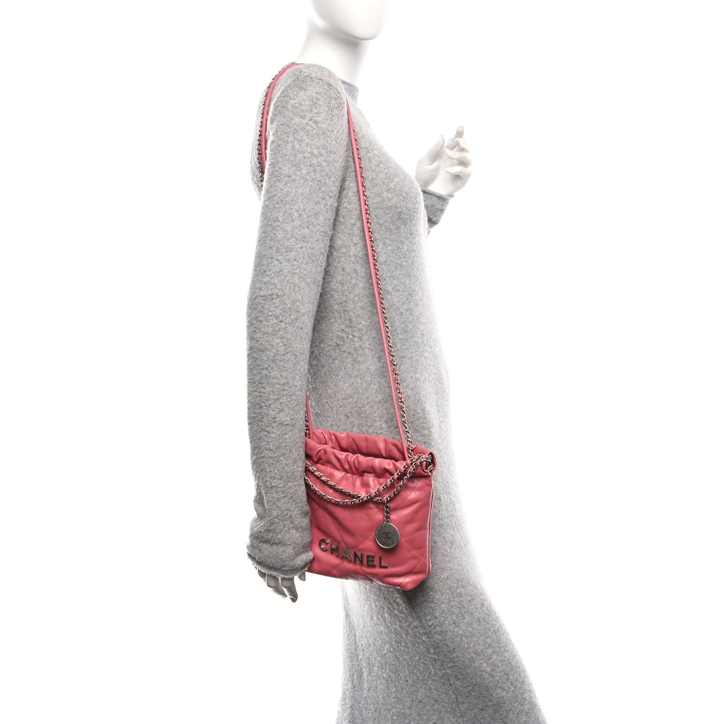 Shiny Calfskin Quilted Mini Chanel 22 Pink
