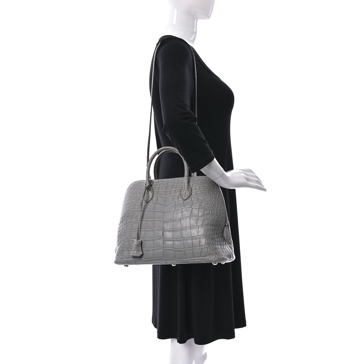 Hermes Matte Alligator 1923 Bolide 30 Gris Perle 2 of 7