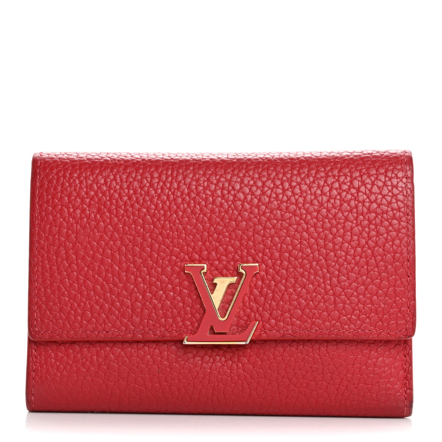 Taurillon Capucines Compact Wallet Rubis