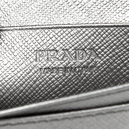 Prada Metallic Saffiano Card Holder Cromo 6 of 8