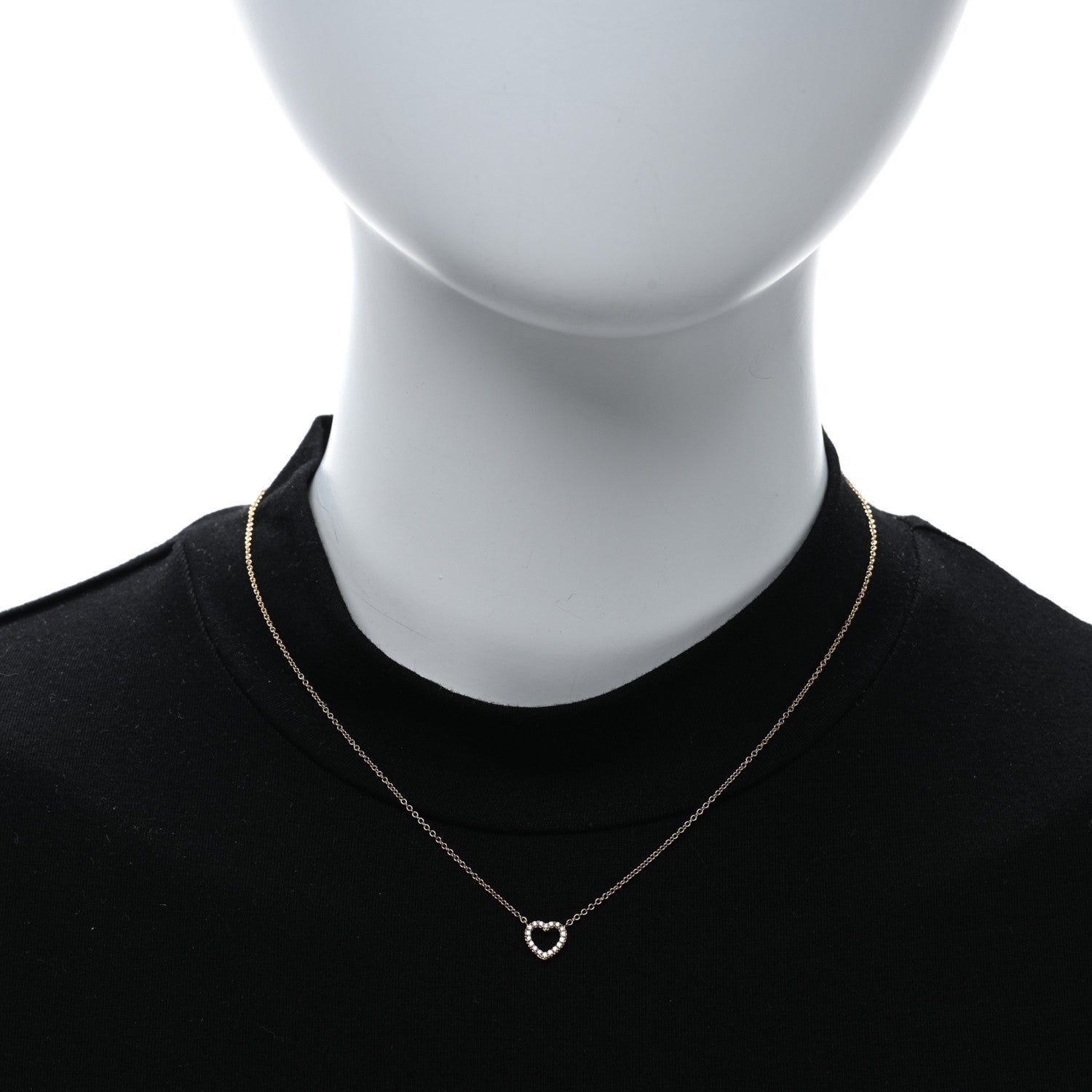 Tiffany 18K Rose Gold Diamond Metro Heart Pendant Necklace 2 of 5