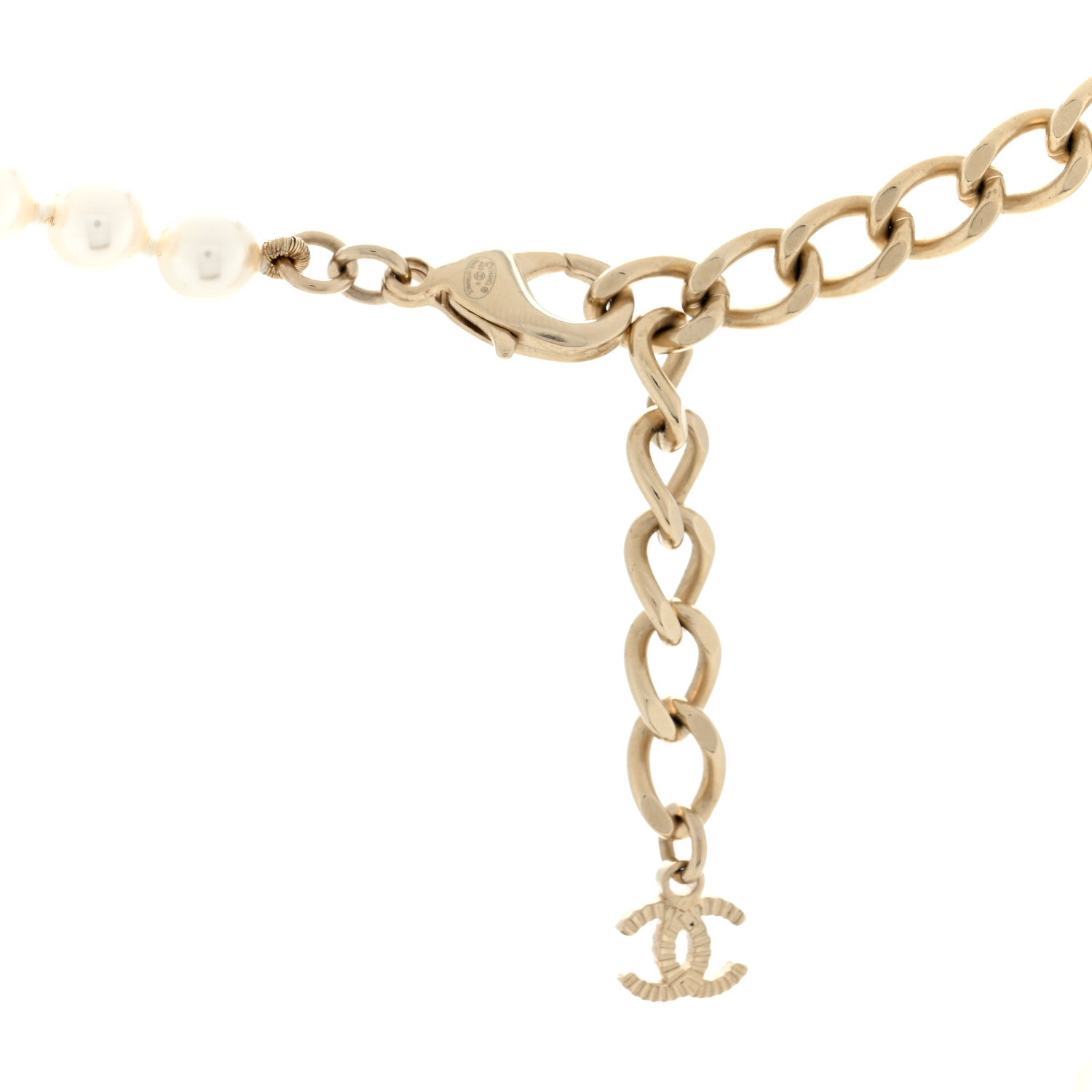 Chanel Pearl Crystal Baguette CC Short Necklace Gold 4 of 4
