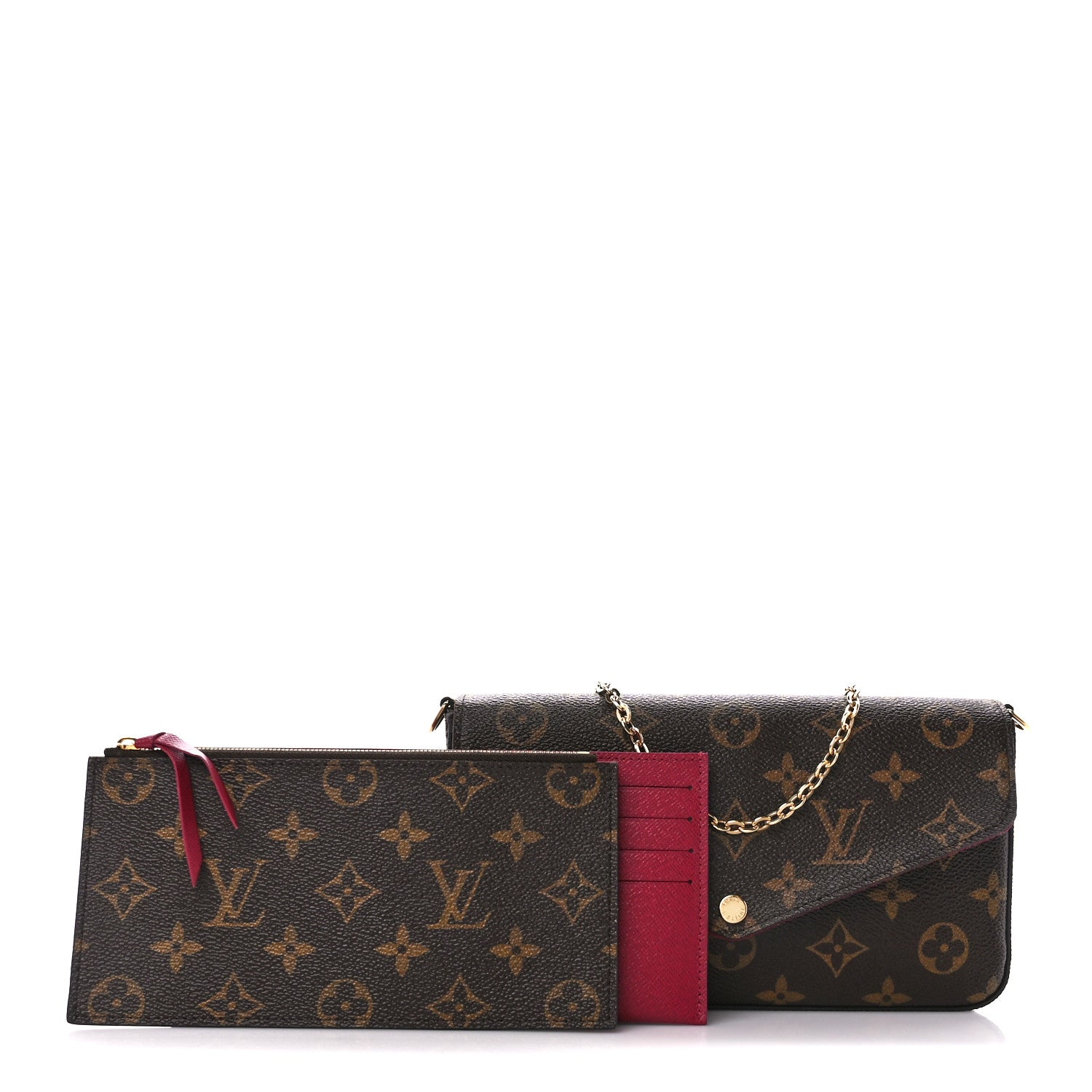Louis Vuitton Monogram Pochette Felicie Chain Wallet Fuchsia 1 of 17