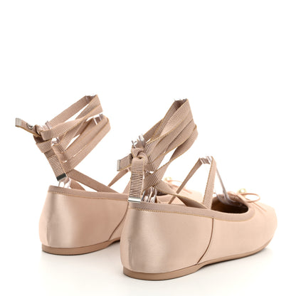 Christian Dior Satin Grosgrain D-Joy Ballet Flats 37 Beige Rose 4 of 9