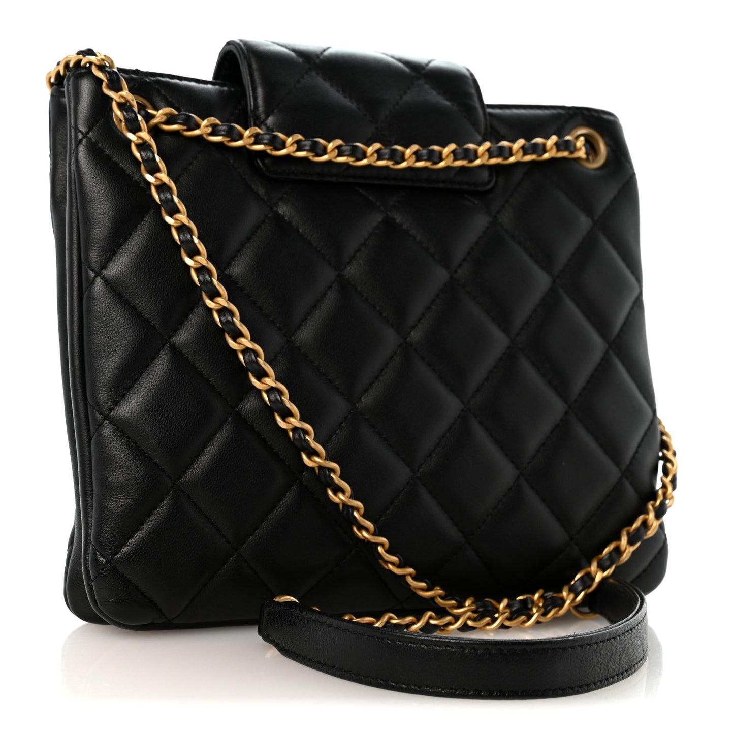 Lambskin Quilted Giant CC Shoulder Bag Black