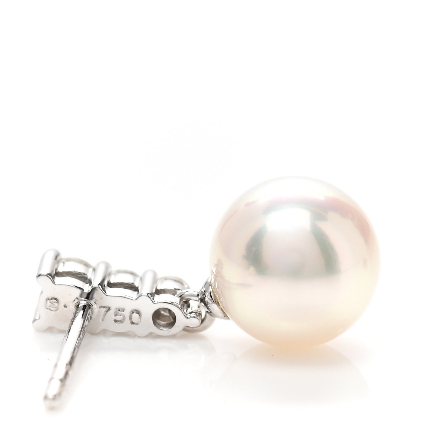 18K White Gold Diamond Akoya Pearl 8mm Morning Dew Earrings