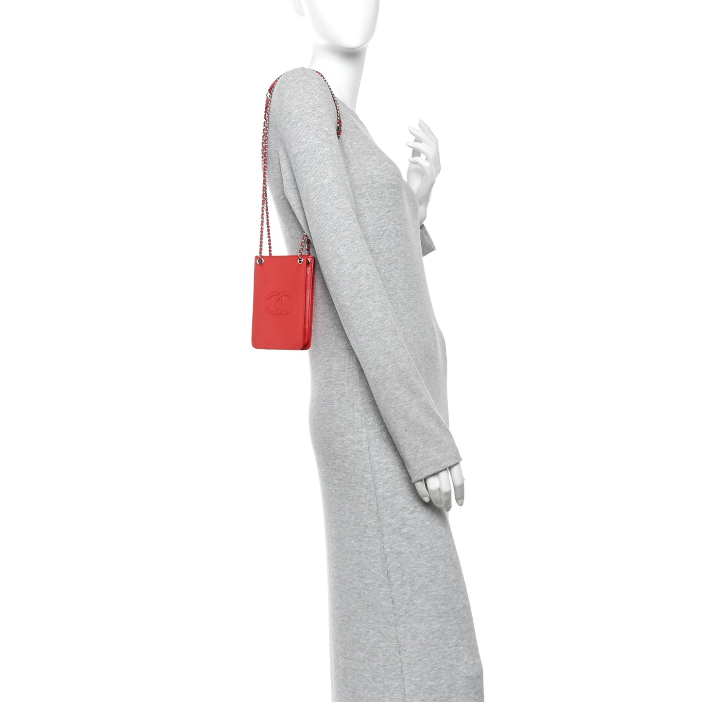 Patent Crossbody CC Phone Holder Red