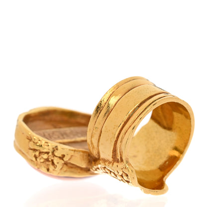 Saint Laurent Glass Cabochon Arty Ovale Ring 6 Gold Pink 5 of 5