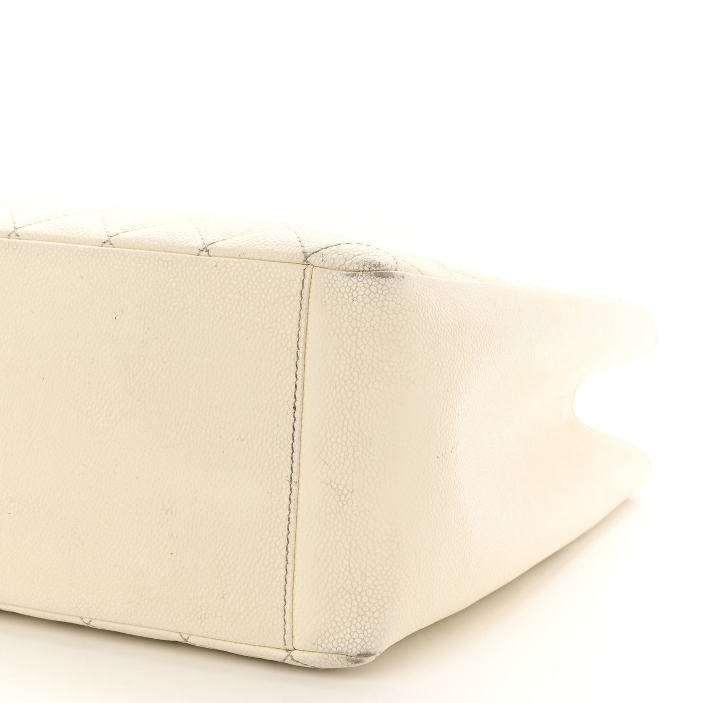 Caviar Quilted Grand Shopping Tote GST White