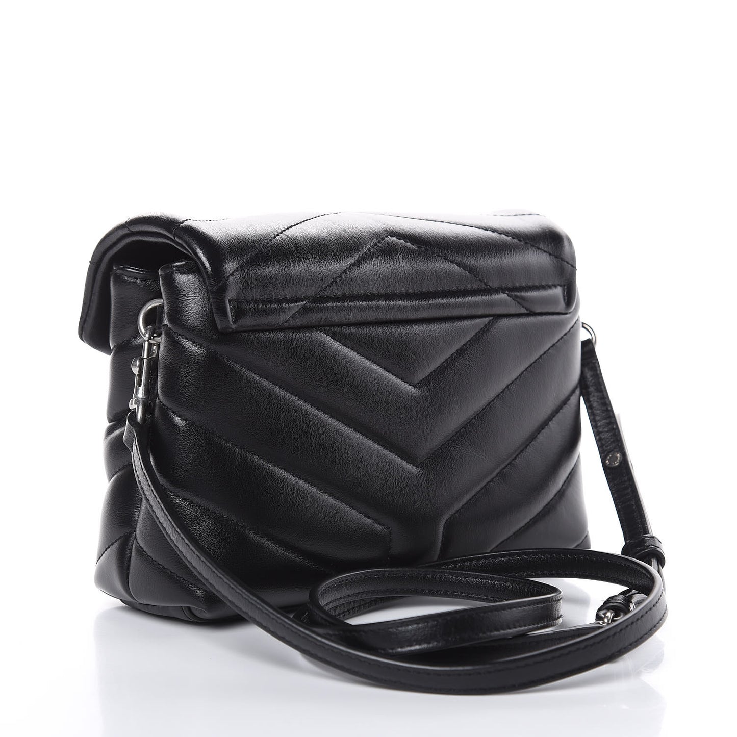 Calfskin Y Quilted Monogram Toy Loulou Crossbody Bag Black