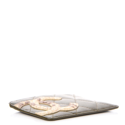 Chanel Calfskin Python Quilted Cambon Card Holder Khaki 4 of 8