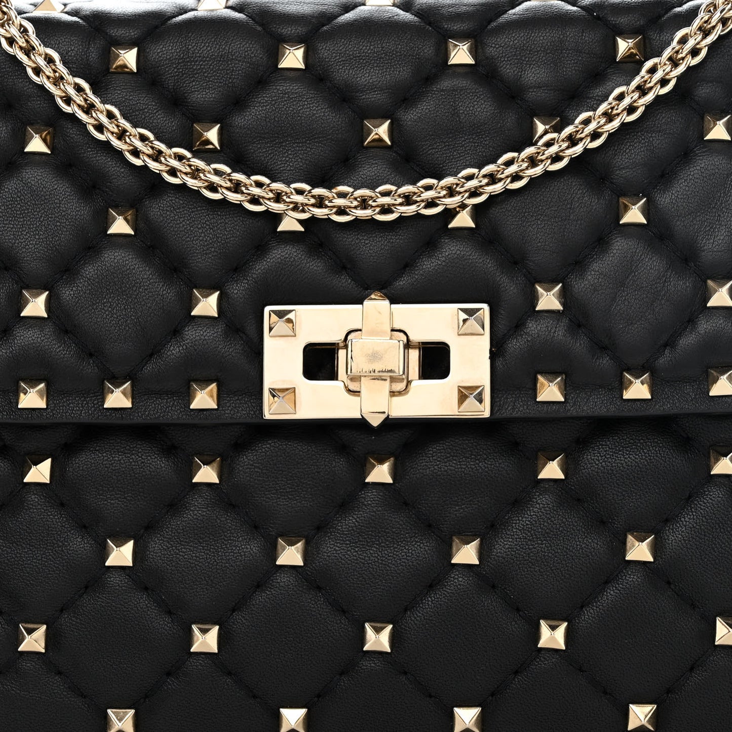 Lambskin Medium Rockstud Spike Shoulder Bag Black