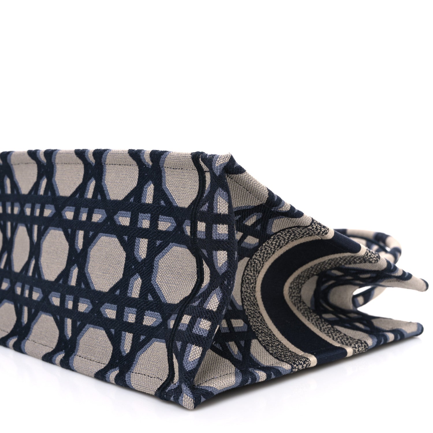 Christian Dior Canvas Macrocannage Embroidered Medium Book Tote Beige Blue 10 of 10