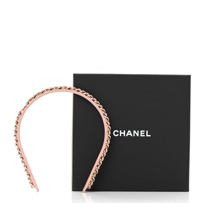 Chanel Metal Lambskin CC Turnlock Chain Headband Gold Pink 5 of 5