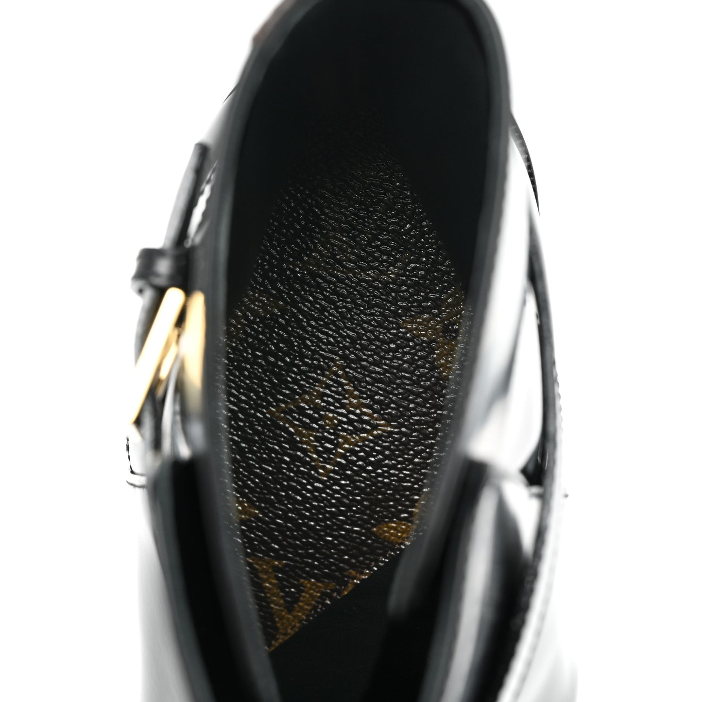 Calfskin Monogram Flat Ankle Boots 38 Black