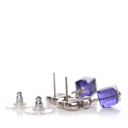 Chanel Ruthenium Bead CC Drop Earrings Purple 3 of 4