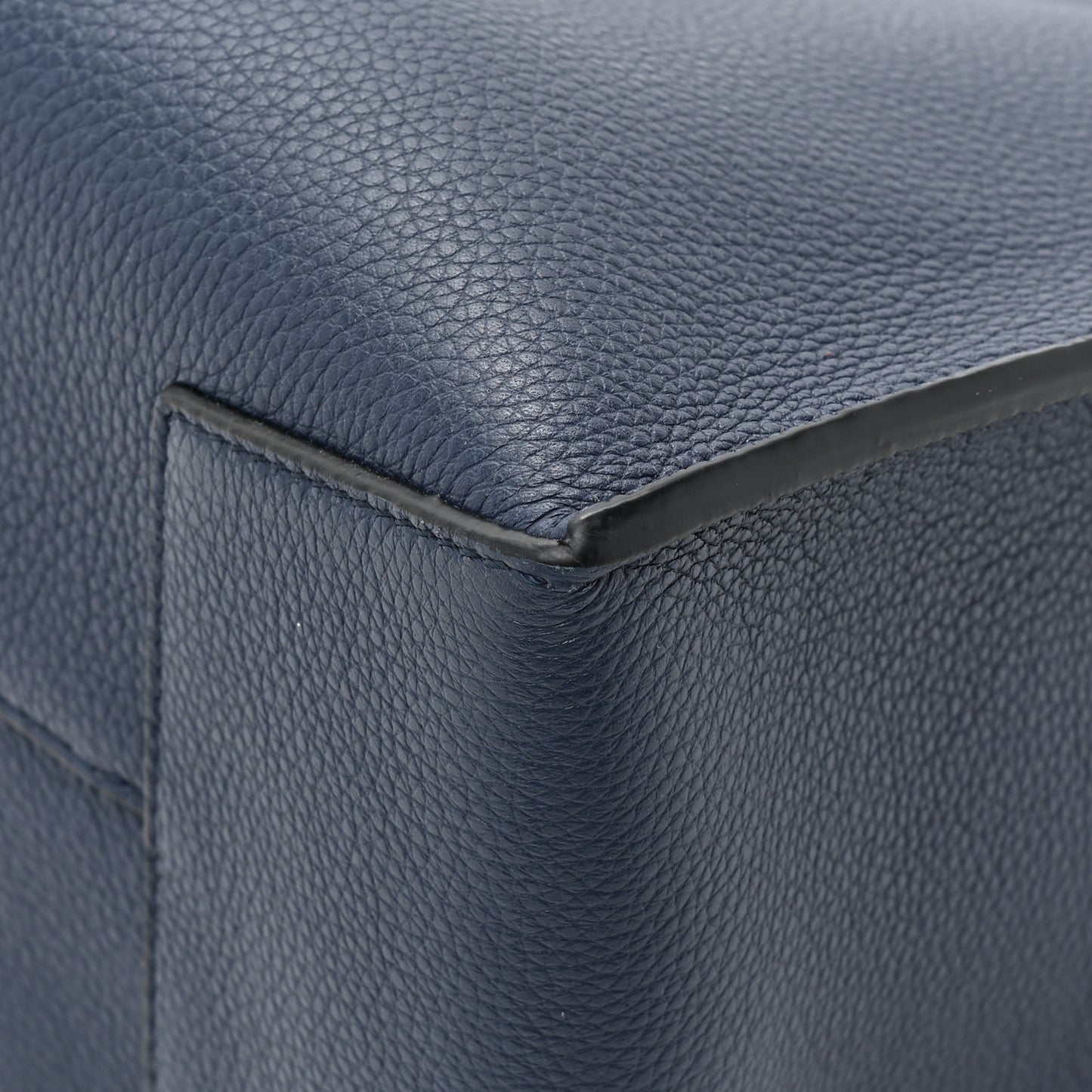Soft Grained Calfskin Buckle Zip Tote Navy