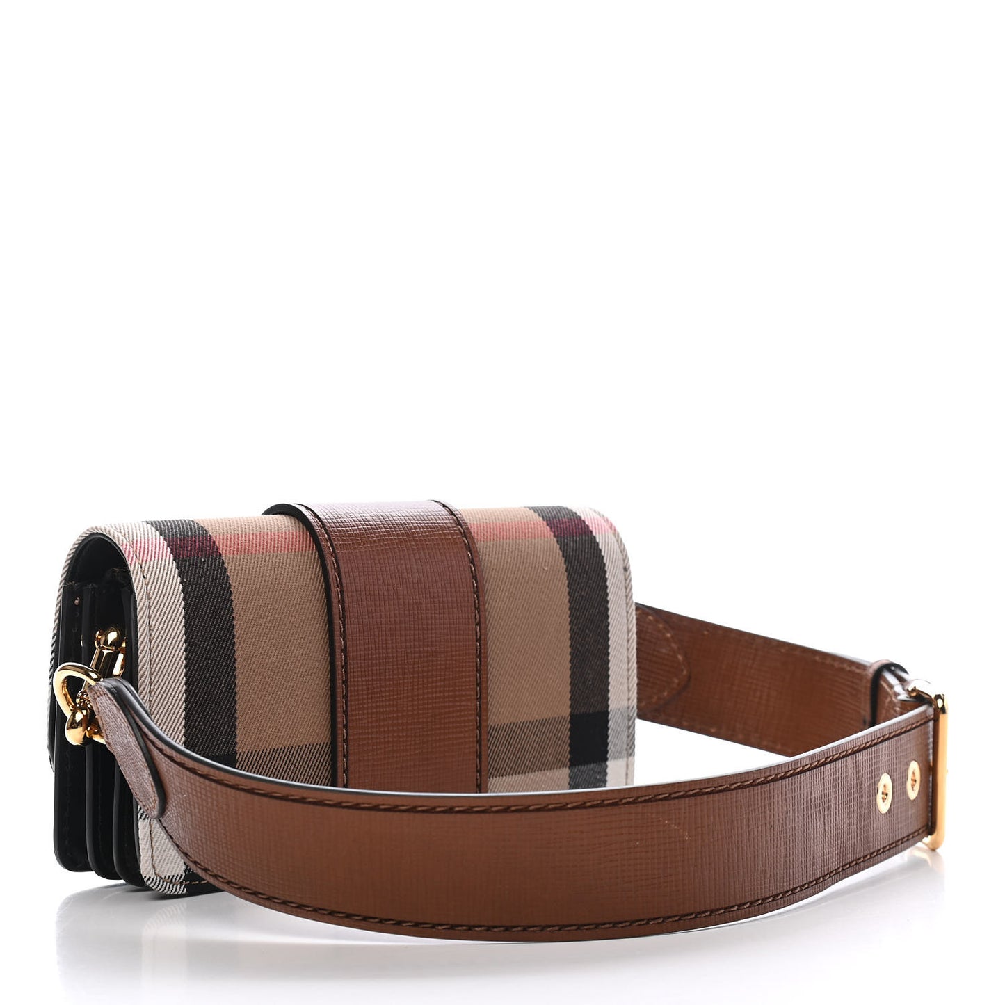 House Check Bridle Calfskin Small Madison Buckle Bag Tan