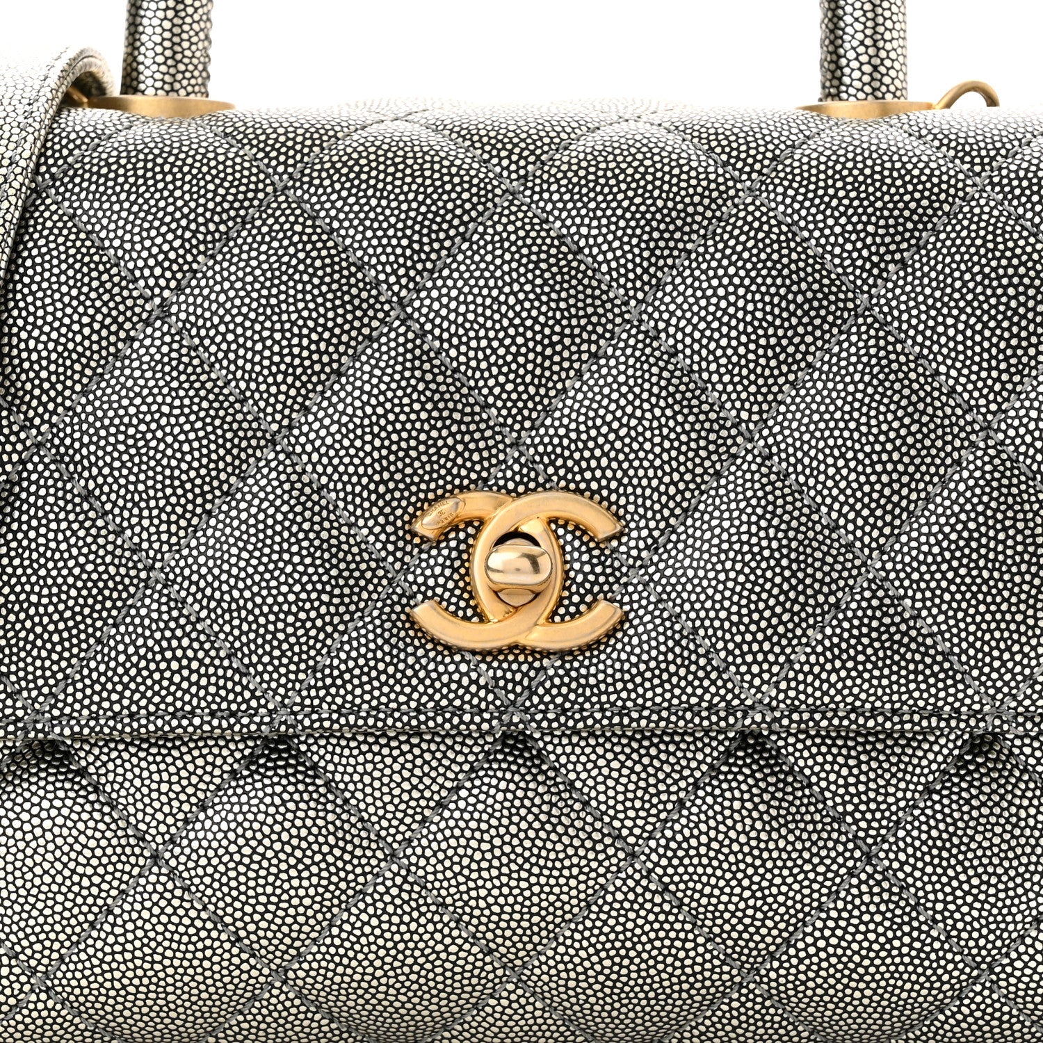 Chanel Metallic Caviar Quilted Mini Coco Handle Flap Silver 8 of 10