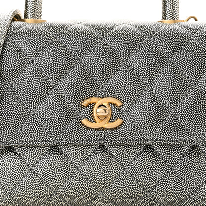 Chanel Metallic Caviar Quilted Mini Coco Handle Flap Silver 8 of 10