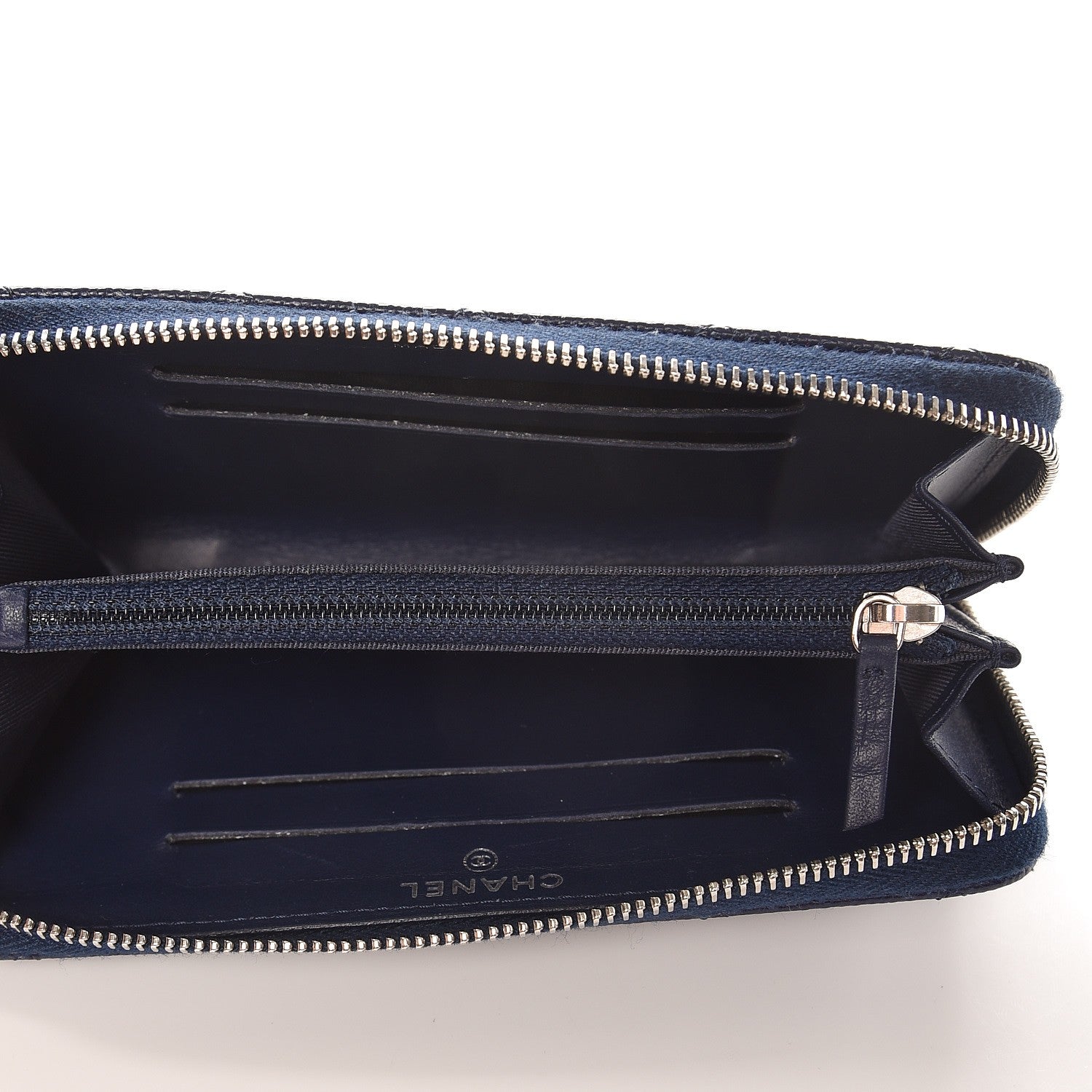 Chanel Caviar Quilted Medium Zip Around Wallet Navy 5 of 9