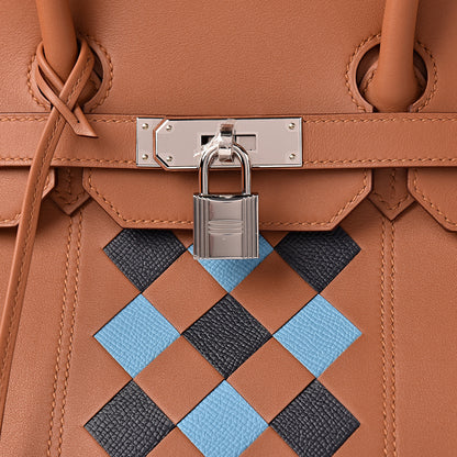 Hermes Swift Epsom Tressage Birkin 35 Gold Bleu du Nord Bleu Indigo 32 of 33