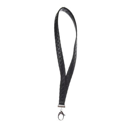 Chanel Lambskin Quilted Lanyard Key Holder Necklace Black 1 of 2