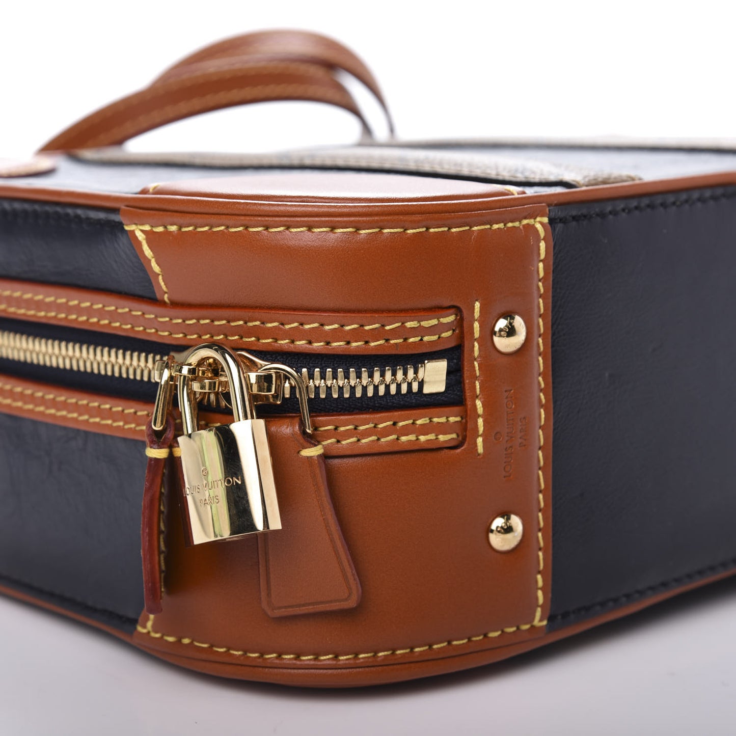 Calfskin Reverse Monogram Valisette PM Navy Caramel