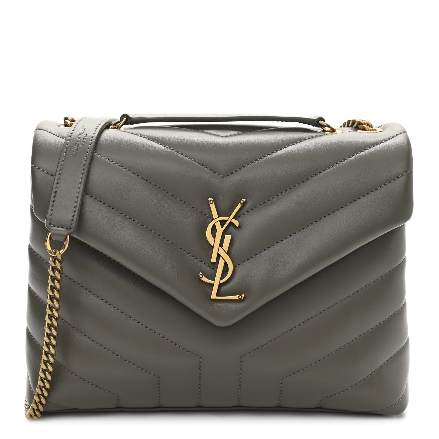 Saint Laurent Calfskin Y Quilted Monogram Small Loulou Chain Satchel Taupe 1 of 11