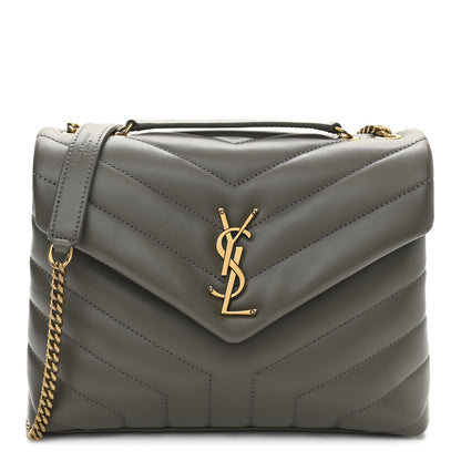Saint Laurent Calfskin Y Quilted Monogram Small Loulou Chain Satchel Taupe 1 of 11