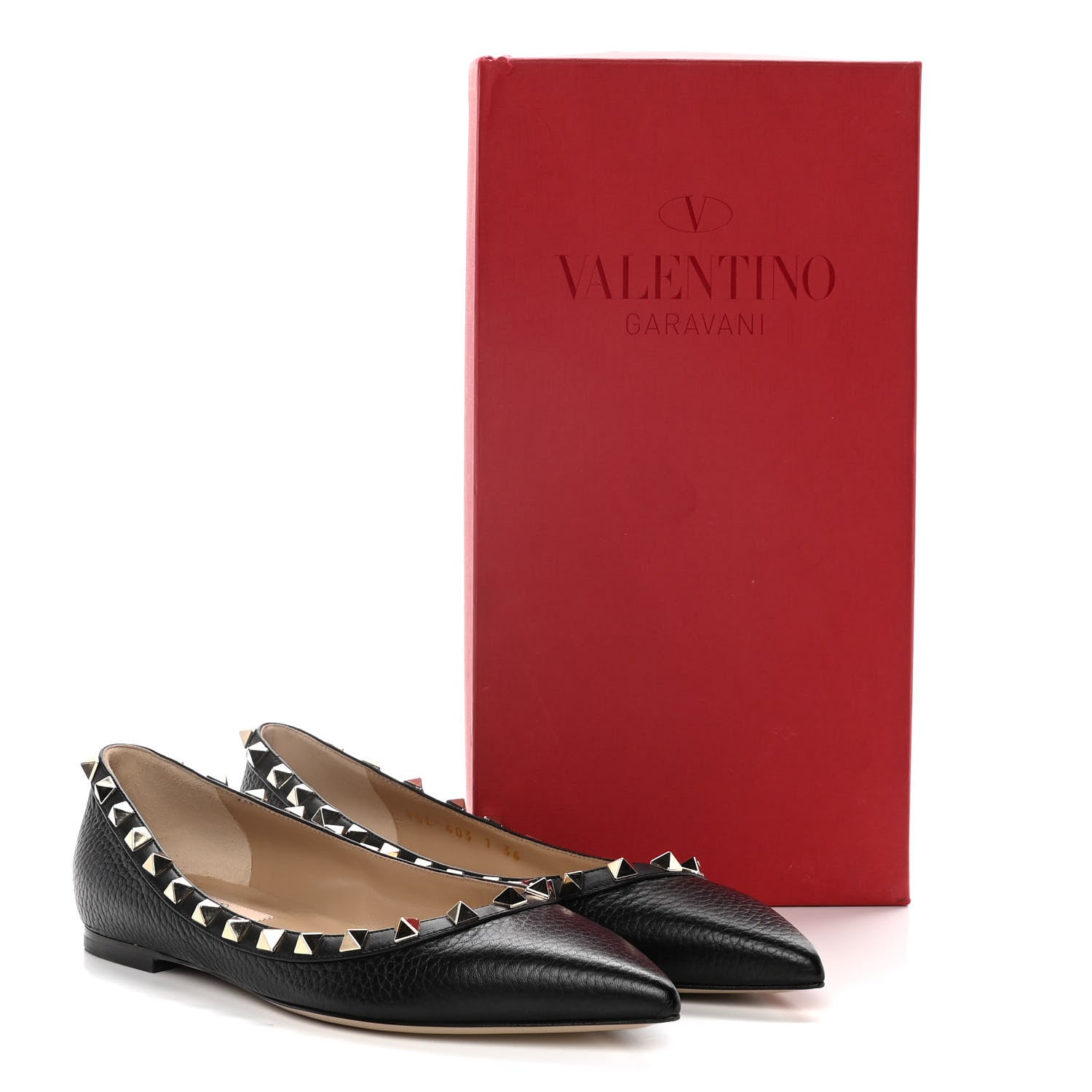 Valentino Garavani Pebbled Calfskin Rockstud Ballerina Flats 36 Black 12 of 12