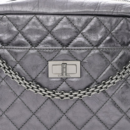 Chanel Metallic Aged Calfskin Quilted Medium Reissue Camera Case Dark Silver 8 of 10