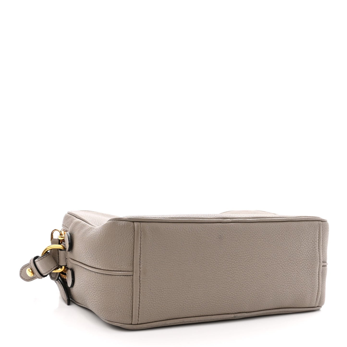 Vitello Daino Medium Double Zip Shoulder Bag Argilla