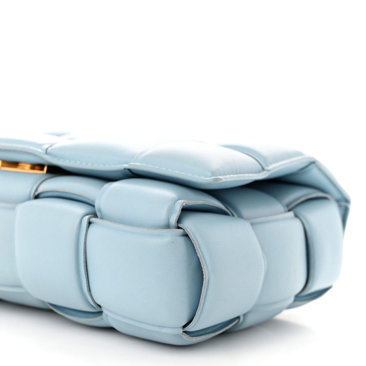 Nappa Maxi Intreccio Padded Cassette Crossbody Bag Ice