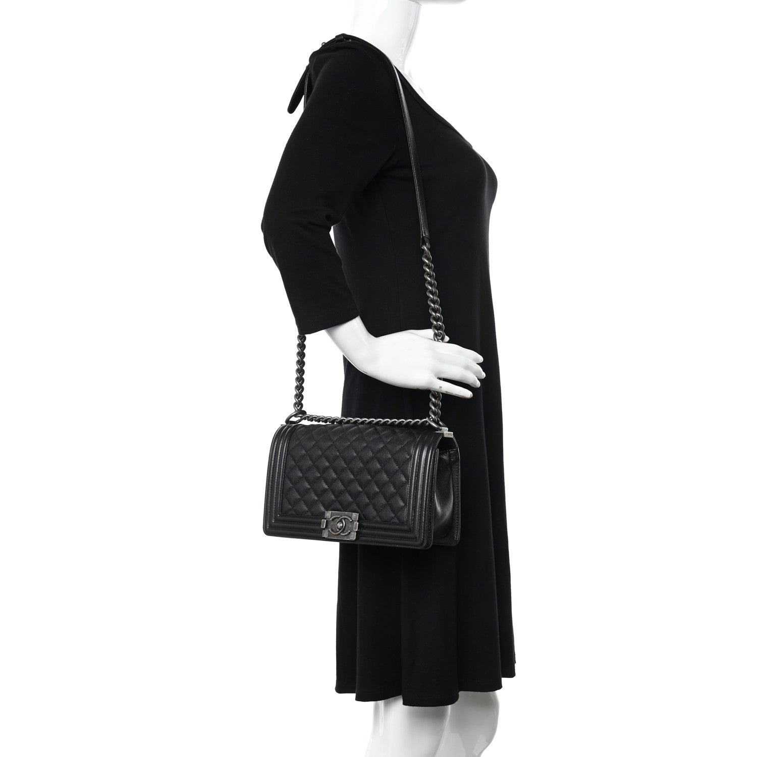 Chanel Caviar Quilted Medium Boy Flap Black 2 of 12