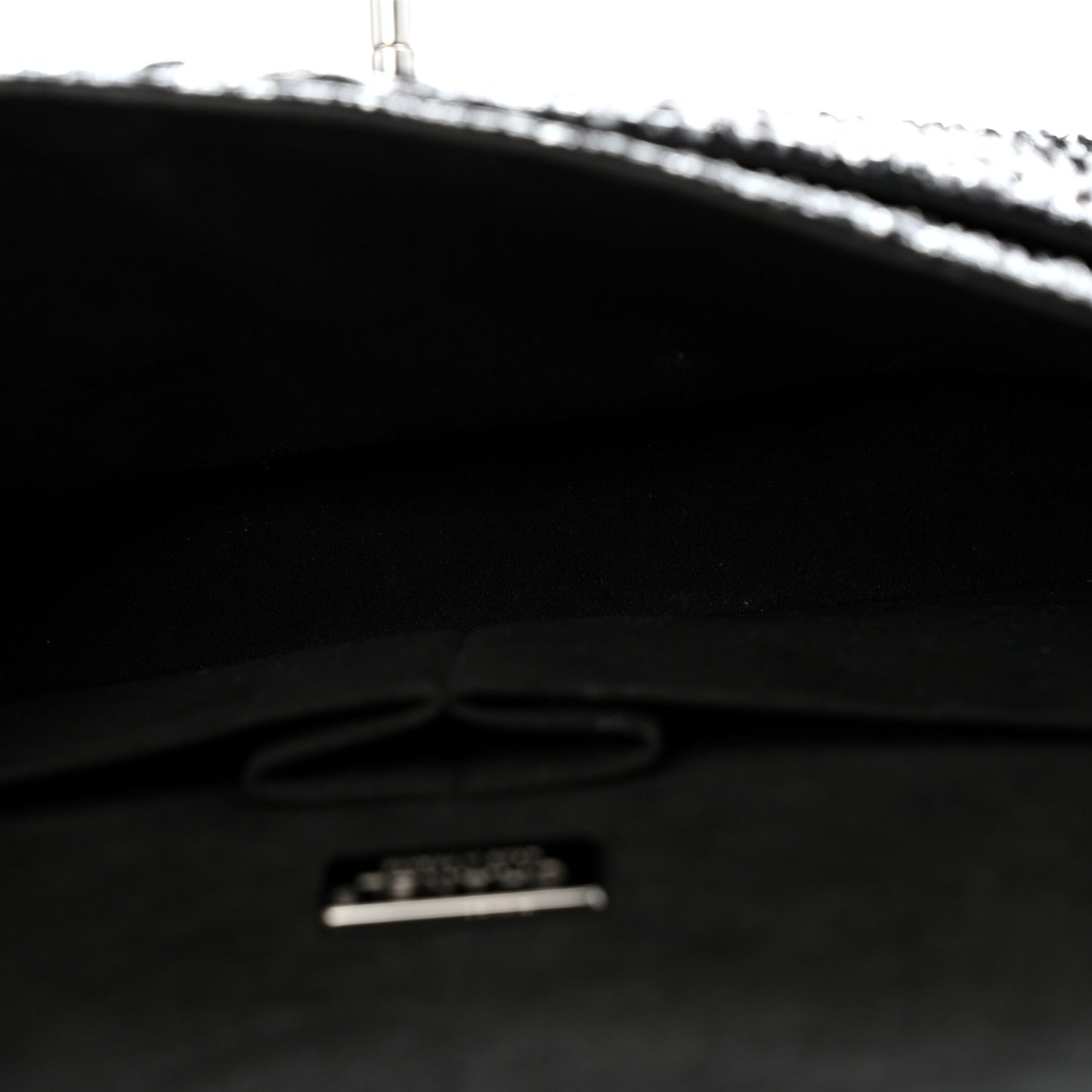 Metallic Snakeskin Medium Double Flap Black Silver