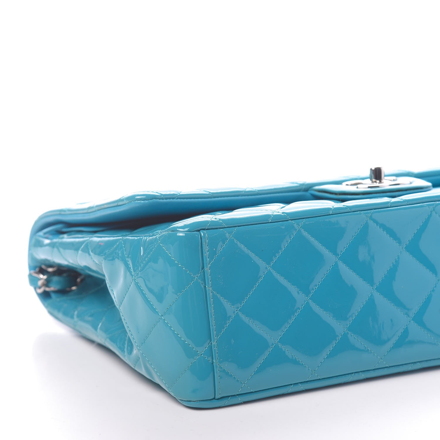 Chanel Patent Quilted Maxi Double Flap Blue 8 of 11
