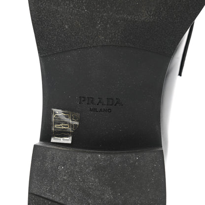 Prada Spazzolato Metal Triangle Logo Mens 35mm Loafers 7.5 Black 6 of 10